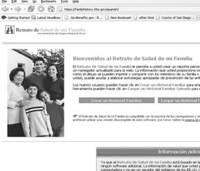 VISTA DE LA PAGINA DE HISTORIA FAMILIAR