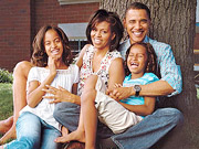 Presidente Barack Obama con su familia 