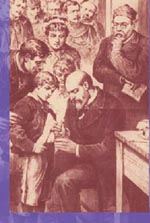 Louis Pasteur giving Joseph Meister a rabies vaccine