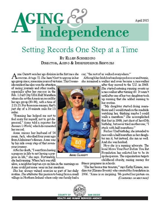 Aging and Independence Services - AIS April 2015 Ebulletin