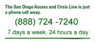 San Diego Access and Crisis Line 888 724 7240