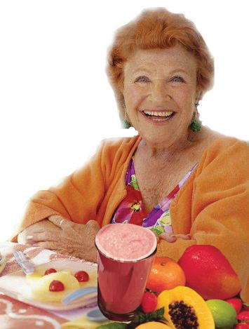 elder lady with a refresshing smoothie
